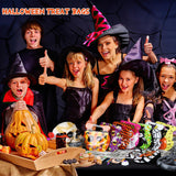 56 PCS Halloween Goodie Bags – Reusable Zip Treat Bags with Handles, 8 Cute Designs for Candy, Snacks & Party Favors