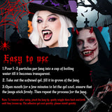 Vampire Fangs Set with Coffin Box – 4 Sizes Realistic White Fake Teeth with Adhesive (13mm–19mm)