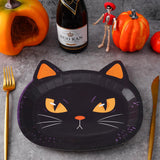 Halloween Plates Set – 48 Pcs Disposable Multicolor Plates with Pumpkin, Cat, Frankenstein & Skull Designs for Spooky Parties