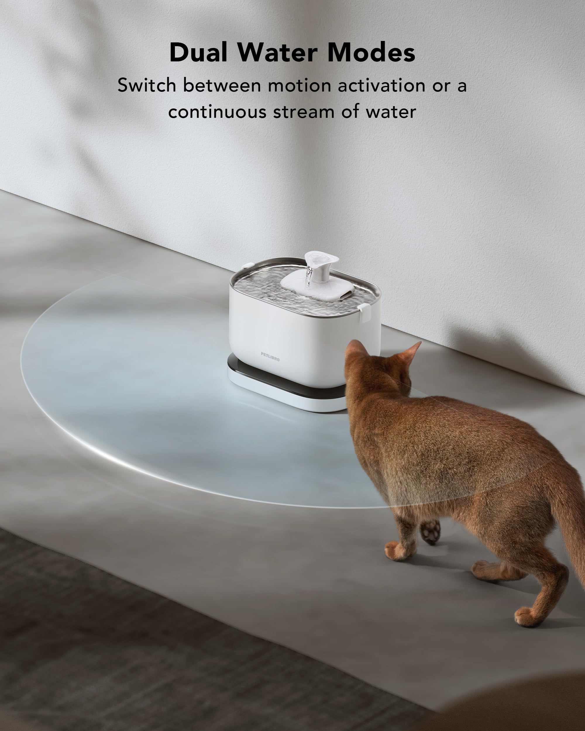 PETLIBRO Dockstream Wireless Cat Water Fountain 3L – Rechargeable Base & Radar Sensor Flow (White)