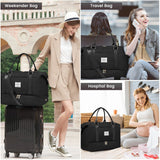 LOVEVOOK Women’s Travel Duffle Bag – Carry-On Weekender with Shoe Compartment, Wet Pocket & Toiletry Bag (Black)