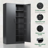 LETAYA Heavy-Duty Metal Storage Cabinet with Locking Doors – Tall Steel Locker with Adjustable Shelves for Garage & Office (Black)