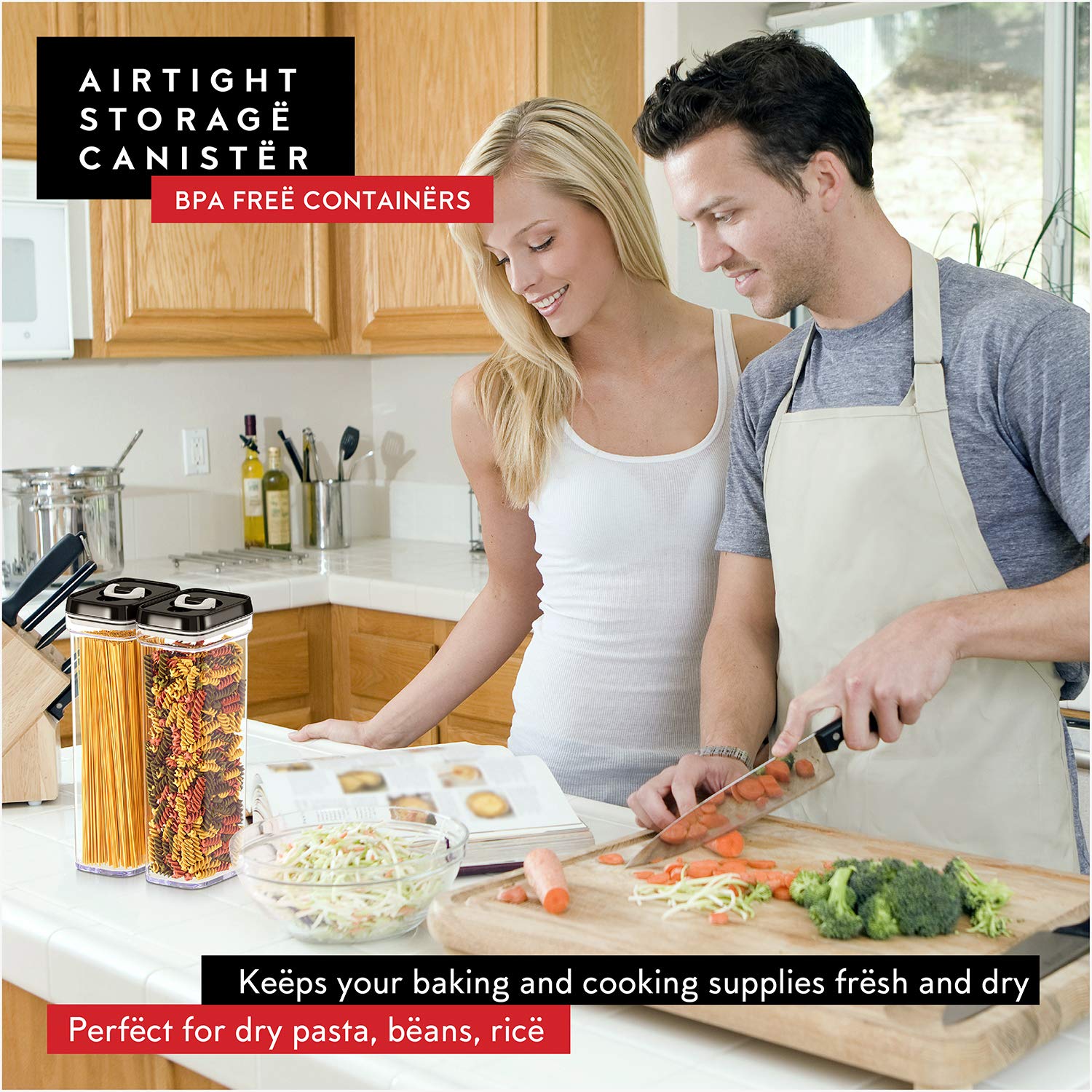 Dwellza 1.8L Airtight Food Storage Containers – Set of 2 BPA-Free Pantry Canisters