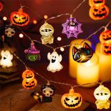 Halloween LED String Lights – 20 Battery-Operated Pumpkin, Ghost & Witch Lights with Timer & 8 Modes (9.8Ft)