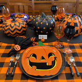 Halloween Party Tableware Set – 72 Pcs Pumpkin Plates, Cups & Napkins with Ghost & Cat Designs, Disposable Party Supplies