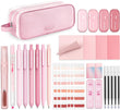 Pink Aesthetic School Supplies Kit with Organizer