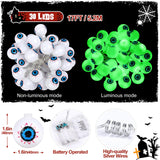 17Ft Green Halloween Eyeball String Lights – 30 LED 3D Bloodshot Eyes with Remote, 8 Modes & Timer for Spooky Décor