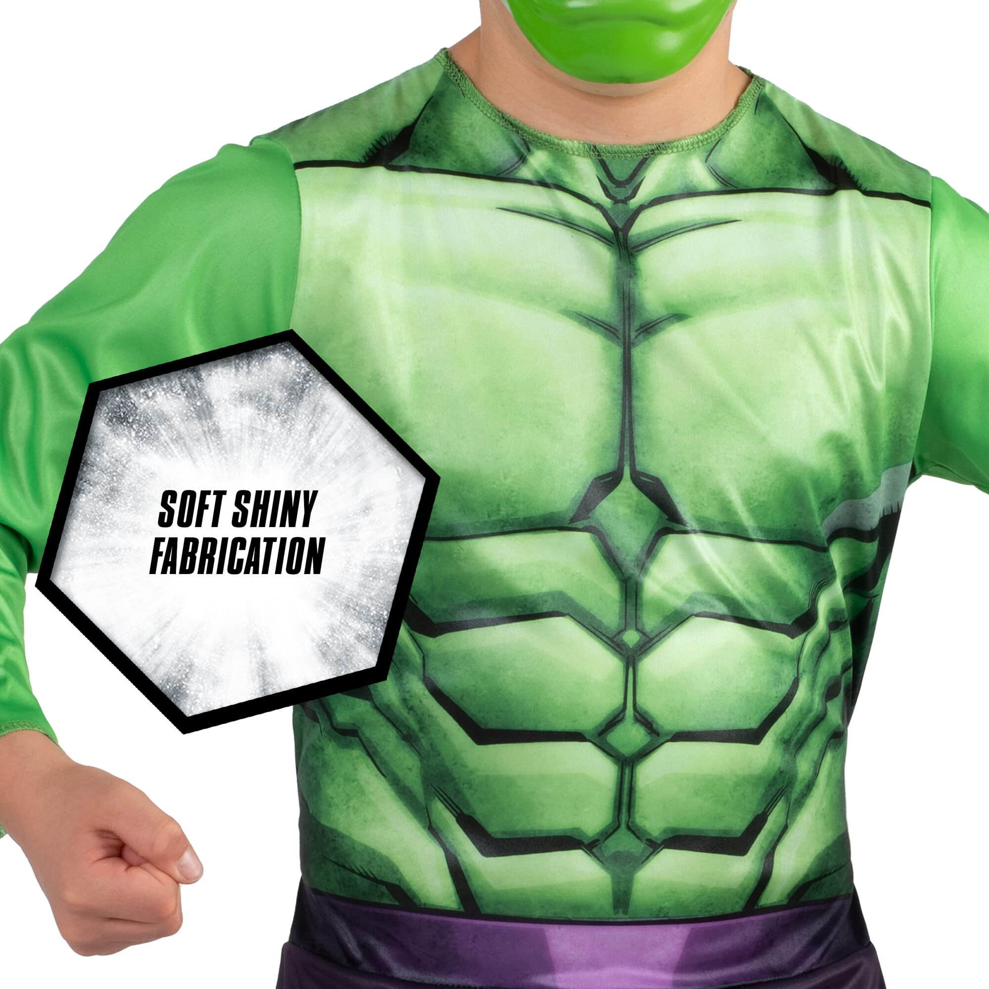 Marvel Hulk Deluxe Child Costume – Green Muscle Jumpsuit with Molded Mask for Boys & Girls