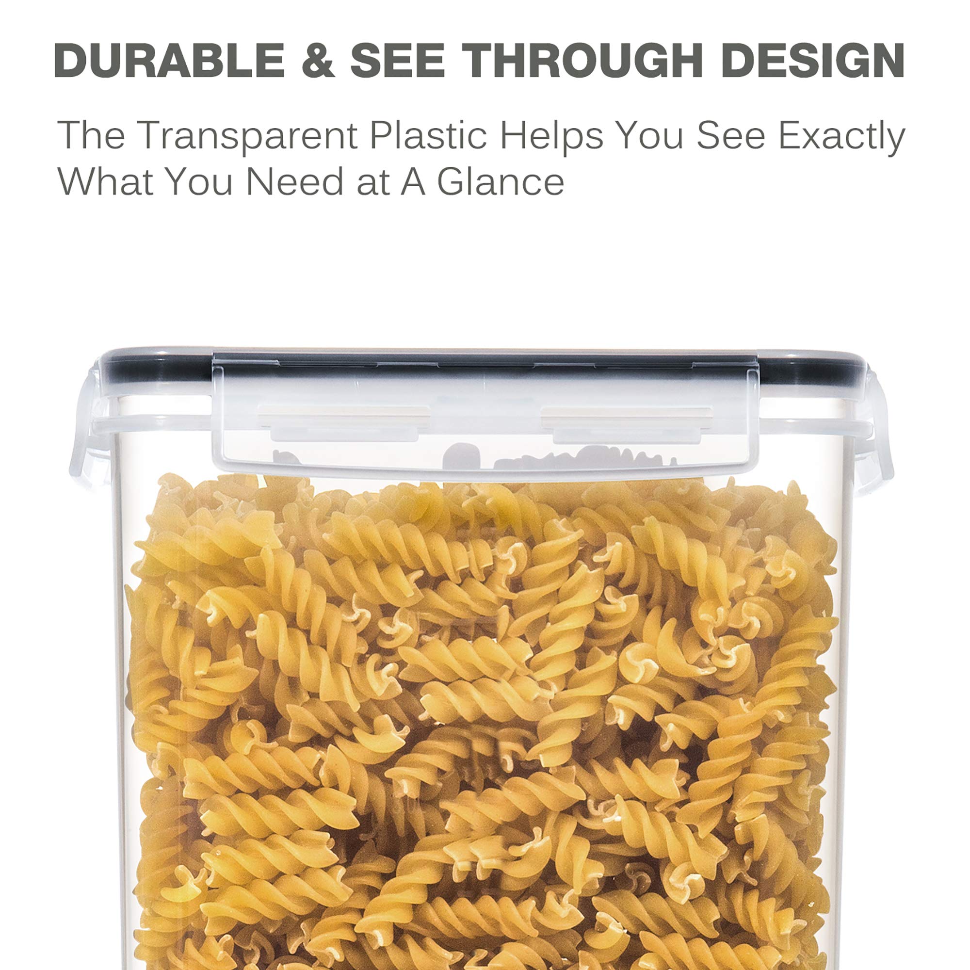Airtight Large Pantry Storage Containers – 5.2L Stackable Food Containers with Measuring Cups (3-Pack)