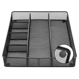 Drawer Mesh Organizer Set – 4-Pack Steel Desk Storage Bins with Compartments (Black)