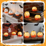 Light-Up Ghost Pumpkin Decorations – Handmade LED Halloween Table Ornaments (Set of 3) 🎃👻