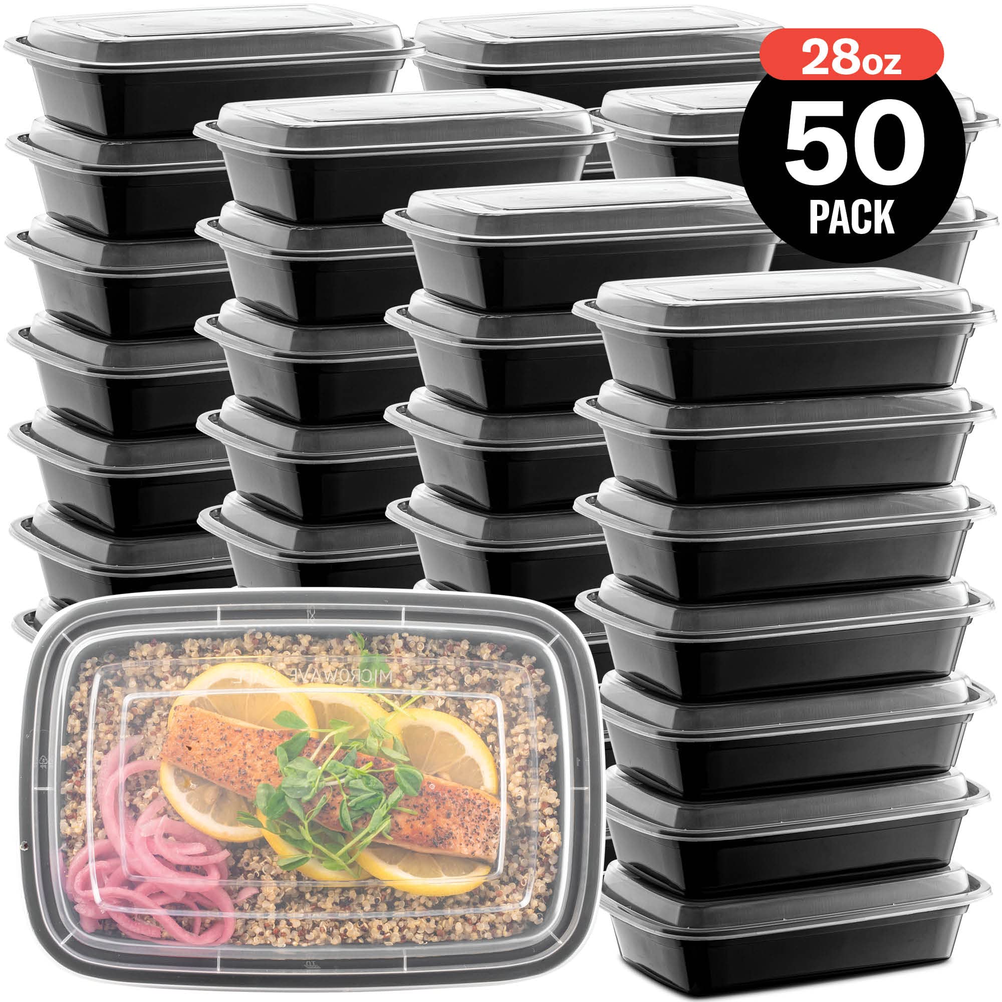 Single-Compartment Meal Prep Containers – 50 Pack Leak-Proof To-Go Food Storage Boxes