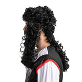 Black Pirate Wig & Mustache Set – Halloween Costume Accessory for Adults