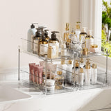 Clear 2-Tier Bathroom Storage Organizers (2-Pack) – Slide-Out Under Sink Drawers for Vanity, Pantry & Kitchen