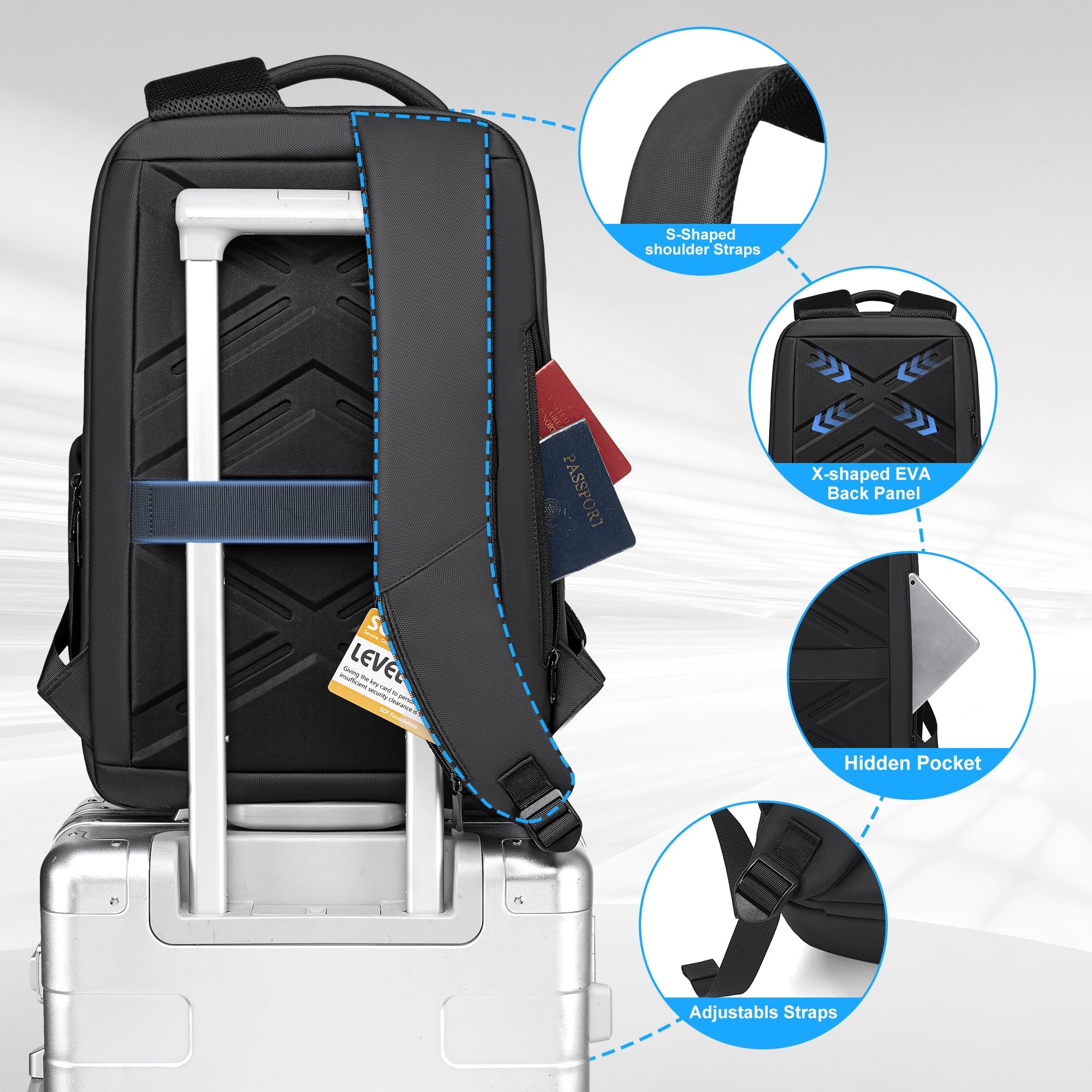 FENREE.GEER Business Laptop Backpack for Men – Water-Resistant Tech Backpack with USB Charging Port, Fits 17” Laptops (Black)