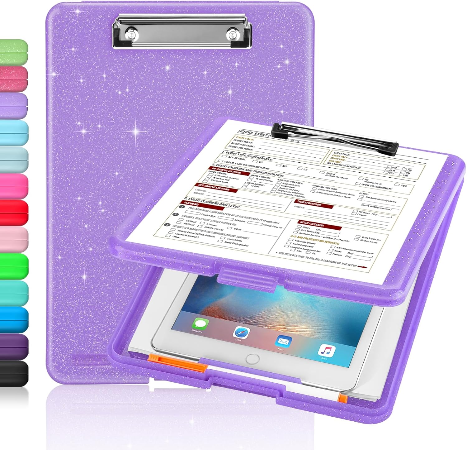 Light Pink Storage Clipboard with Low-Profile Clip