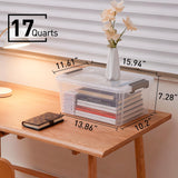 Clear White Stackable Storage Bins with Lids – 17 Qt Heavy-Duty Home Organization Set (6 Pack)