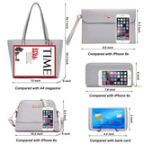Soperwillton 5-Piece Handbag Set for Women – Tote, Shoulder Bag, Wallet & Clutch Purse Set (Grey)