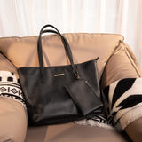 Montana West Large Tote Bag for Women – Vegan Leather Top Handle Shoulder Satchel with Zipper & Pouch (Black)