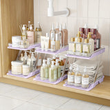 AUGBEAN Pink 2-Tier Clear Pull-Out Organizer Set – Z-Shaped Multi-Purpose Storage for Bathroom, Vanity & Countertop (3 Pack)