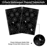 Halloween Tablecloths – 2 Pack Black Spider Web Plastic Table Covers (108 x 54 Inches)