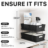 2-Tier Pull-Out Under Sink Organizer – Black Sliding Drawer Storage for Bathroom & Cabinets