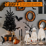 Rustic Wooden Ghost Trio – Farmhouse Halloween Decorations with BOO & Haunted Labels, 3 Sizes