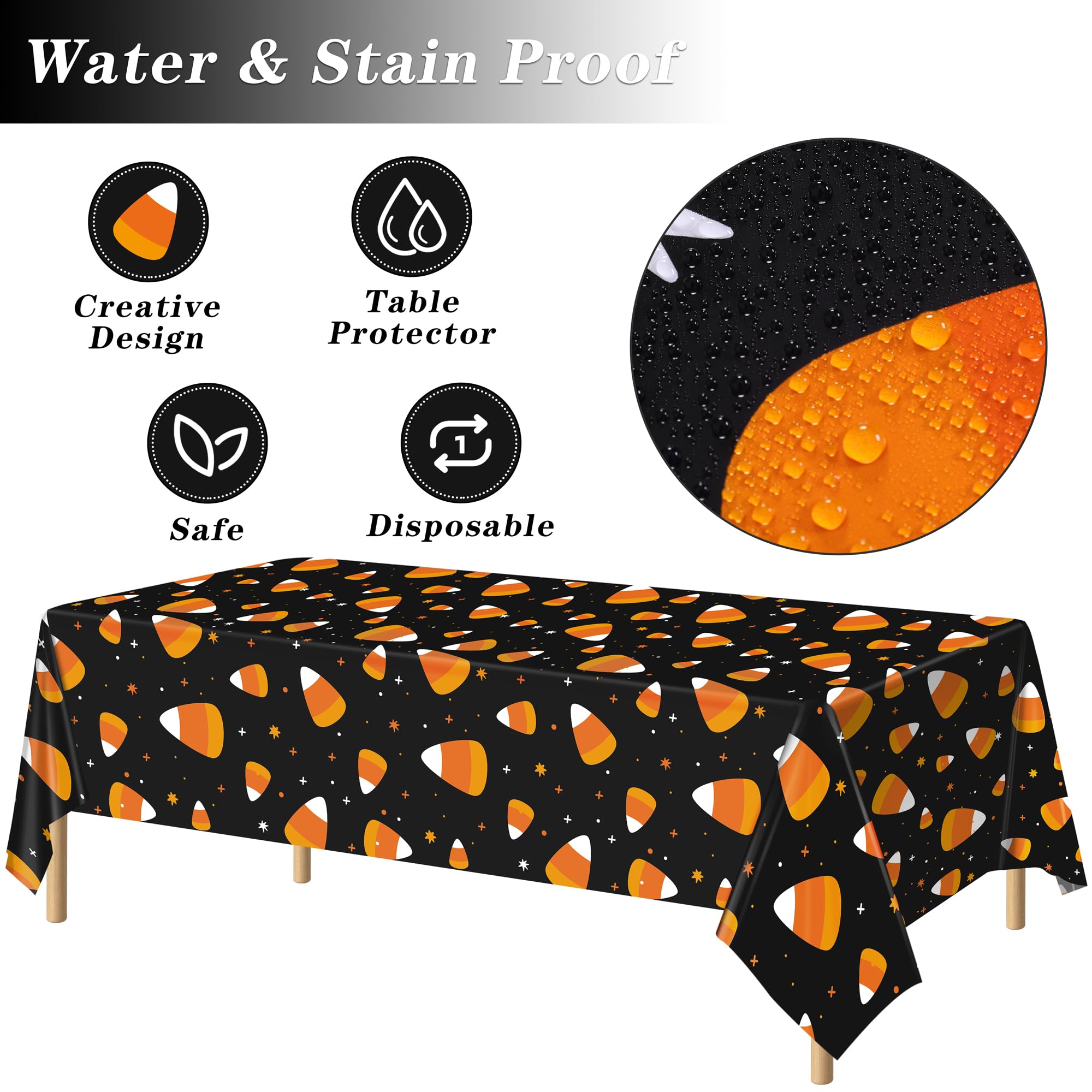 Halloween Candy Corn Party Tableware Set – 193 Pcs Plates, Cups, Napkins & Cutlery for 24 Guests