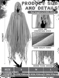 Gray Linen Hooded Cloak – Medieval Ghost Cape for Halloween, Cosplay & Fantasy Roleplay 🕯️🖤