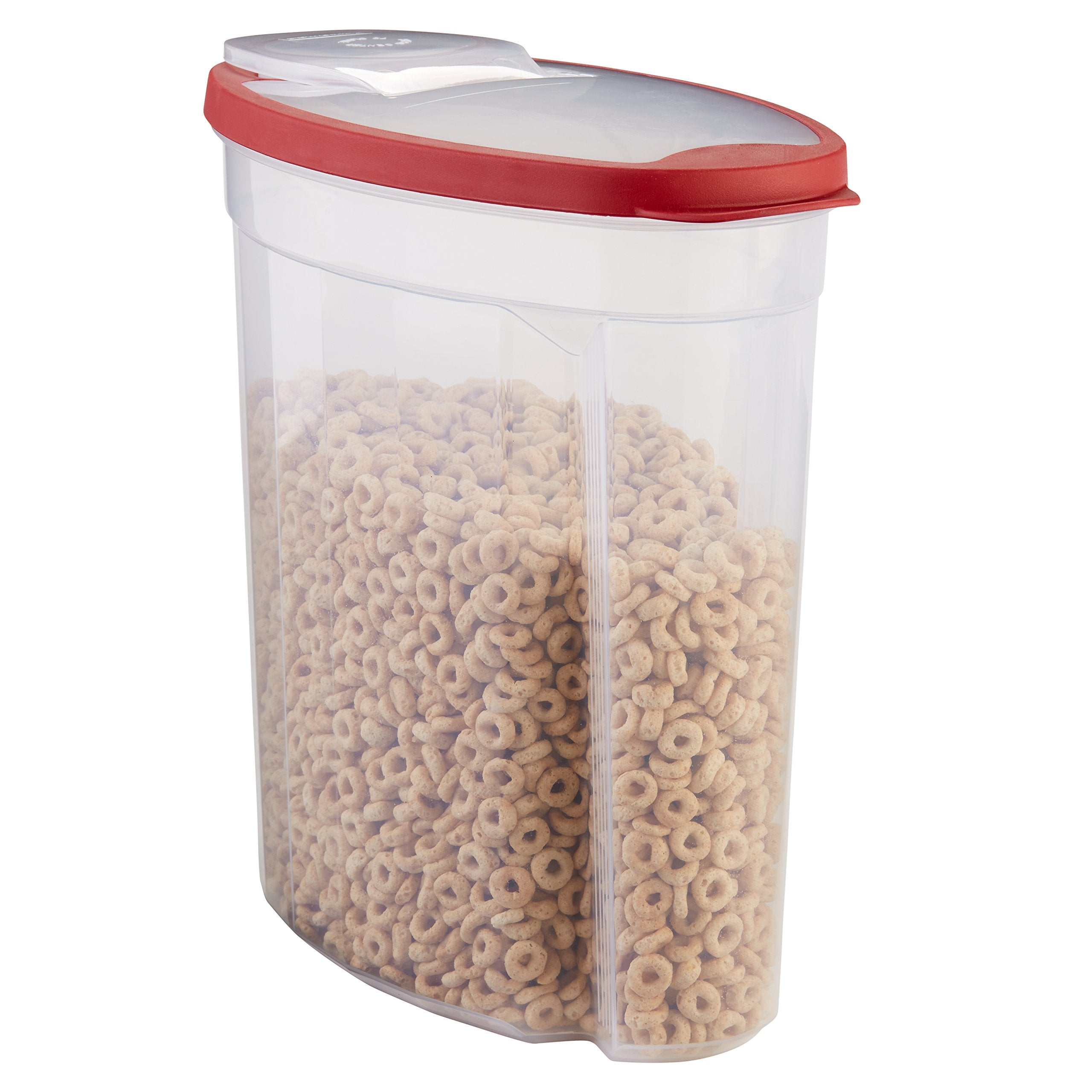Flex & Seal Cereal Keeper Canister – BPA-Free Dry Food Storage with Easy-Pour Lid (Clear with Red Lid)