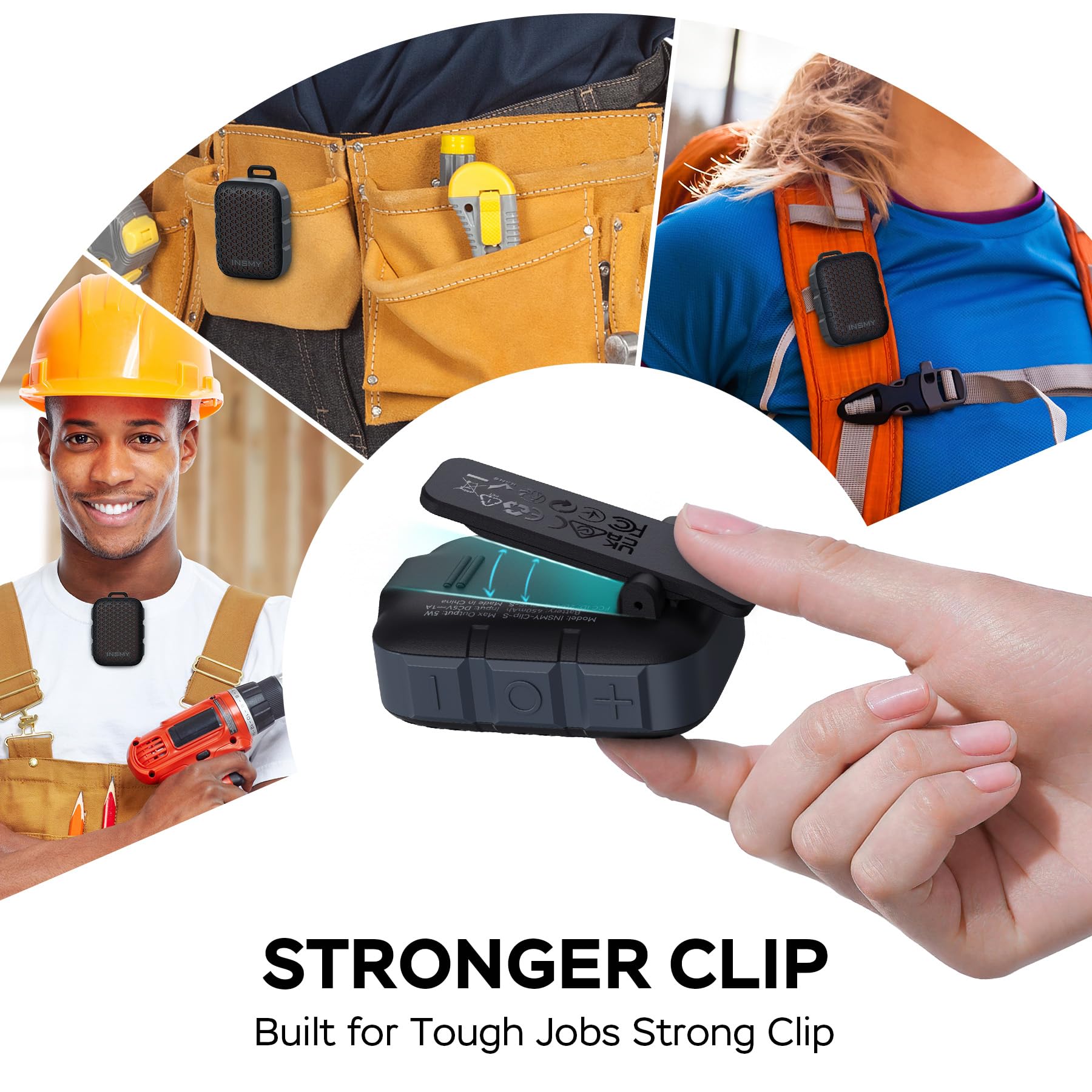 INSMY Mini Bluetooth Speaker – Waterproof Clip-On Portable Speaker with Carabiner