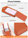 Smart Luggage Tag with Apple Find My – Rechargeable Leather Suitcase Tag with Privacy Flap (Orange)