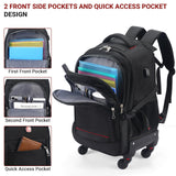 Star Cloud 4-Wheel Rolling Backpack 45L, 17.3” Laptop Carry-On Travel Backpack with Replaceable Wheels (Black)