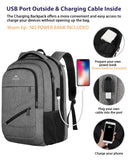 Matein 17″ TSA-Approved Travel Laptop Backpack – Large Carry-On with USB Charging & Trolley Sleeve (Grey)
