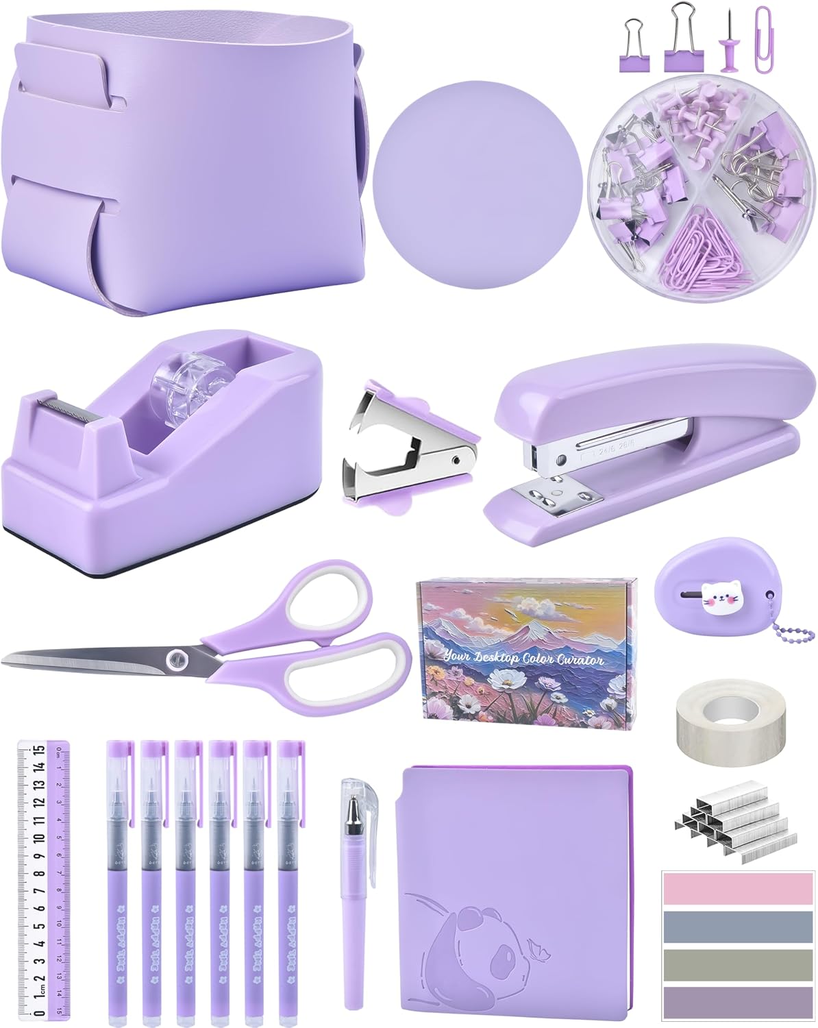 Pink Office Desk Gift Set with Stapler and Pen Case