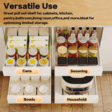 BEALY White Pull-Out Cabinet Organizer – Adhesive No-Drill Slide-Out Drawers with 3-Section Damping Rails (2 Pack)