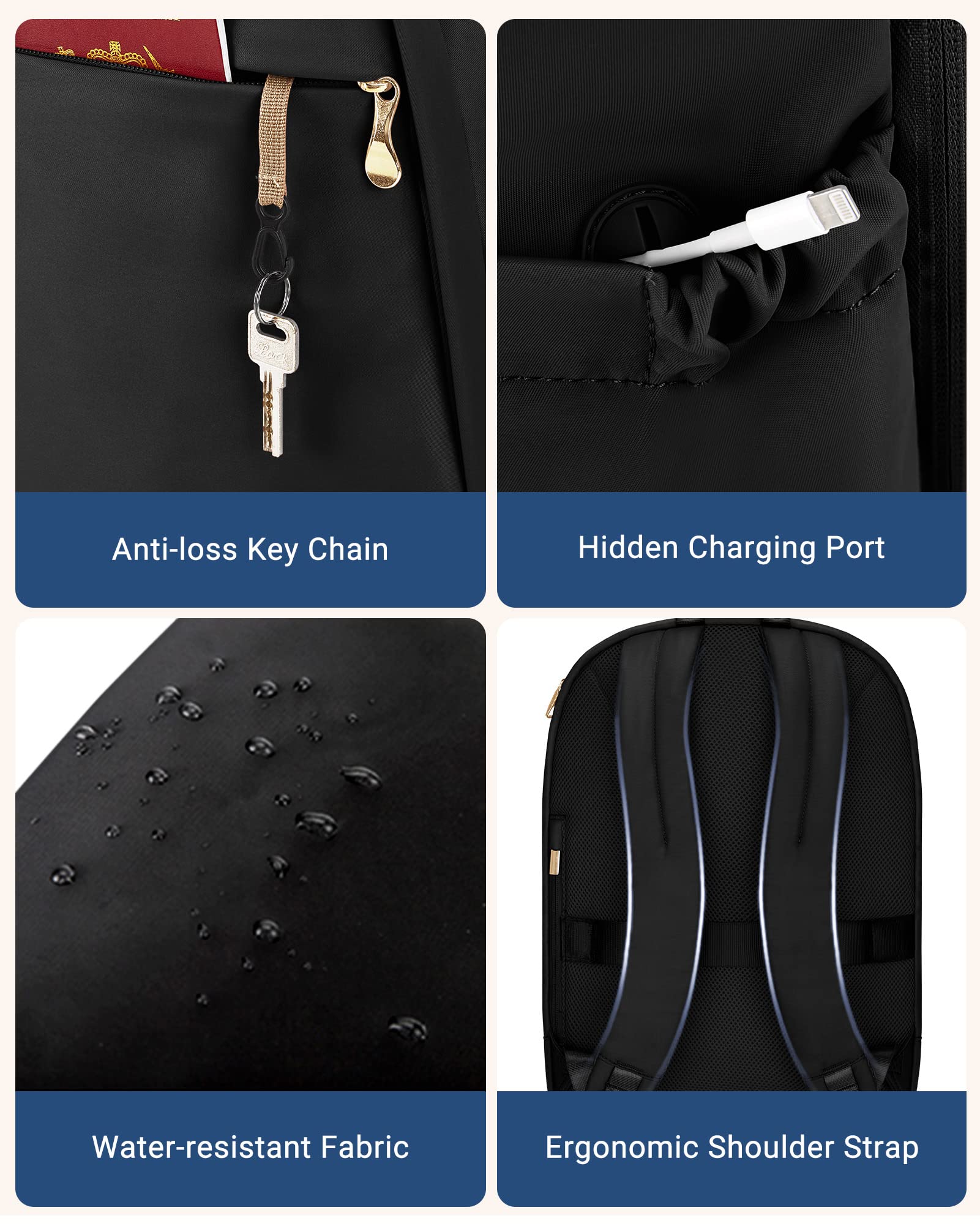 LIGHT FLIGHT Travel Laptop Backpack for Women – Large Capacity Work & College Backpack 15.6”