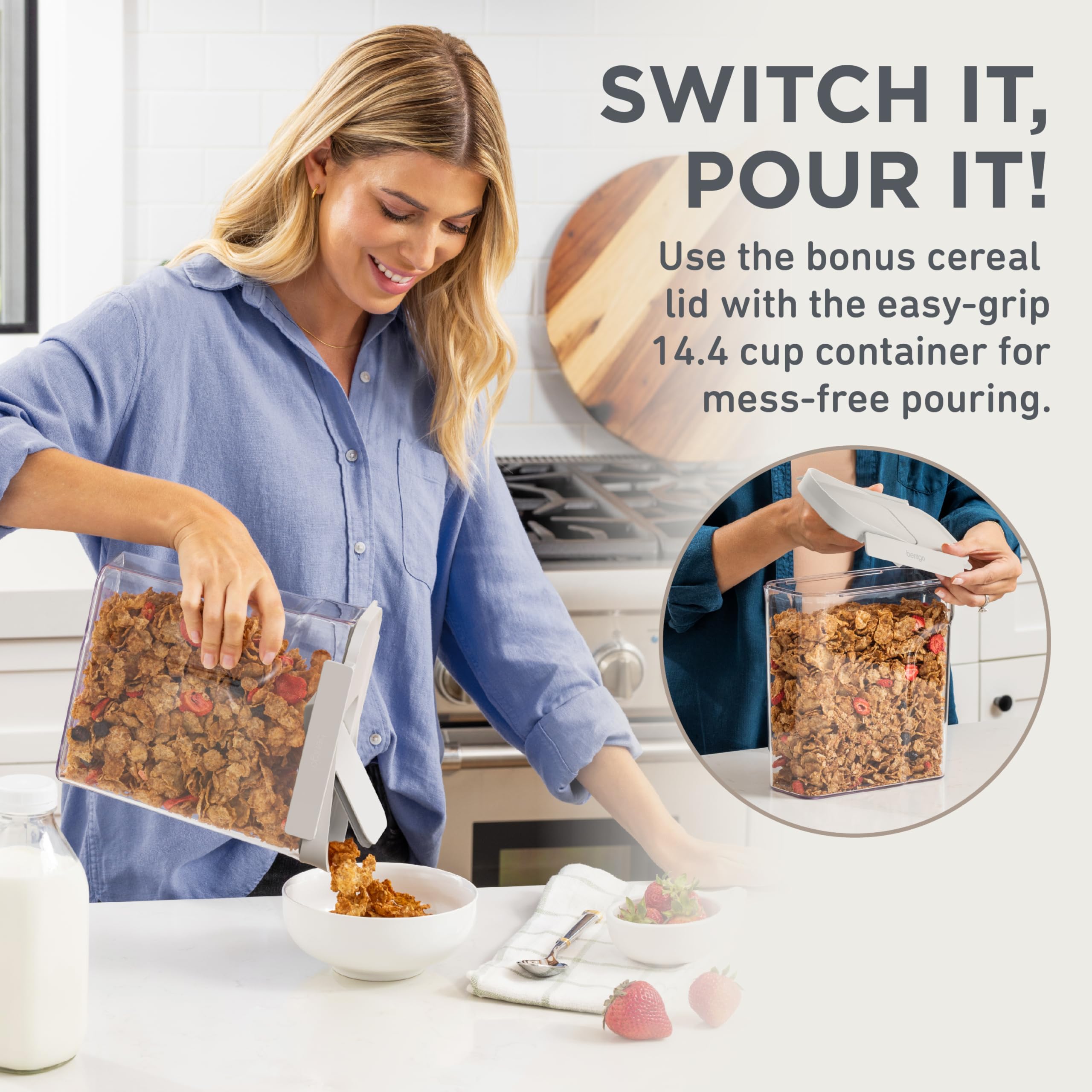 Bentgo Pantry Airtight Food Storage Containers – 22 Piece Stackable Set with Scoop & Cereal Lid