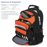 BOAVAN 15.6” Laptop Backpack with USB Port, RFID Pocket and Waterproof 1680D Nylon – Orange/Black