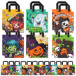 24-Pack Halloween Non-Woven Tote Bags – 6 Classic Designs (Pumpkin, Black Cat, Ghost) Reusable Trick-or-Treat Gift Bags