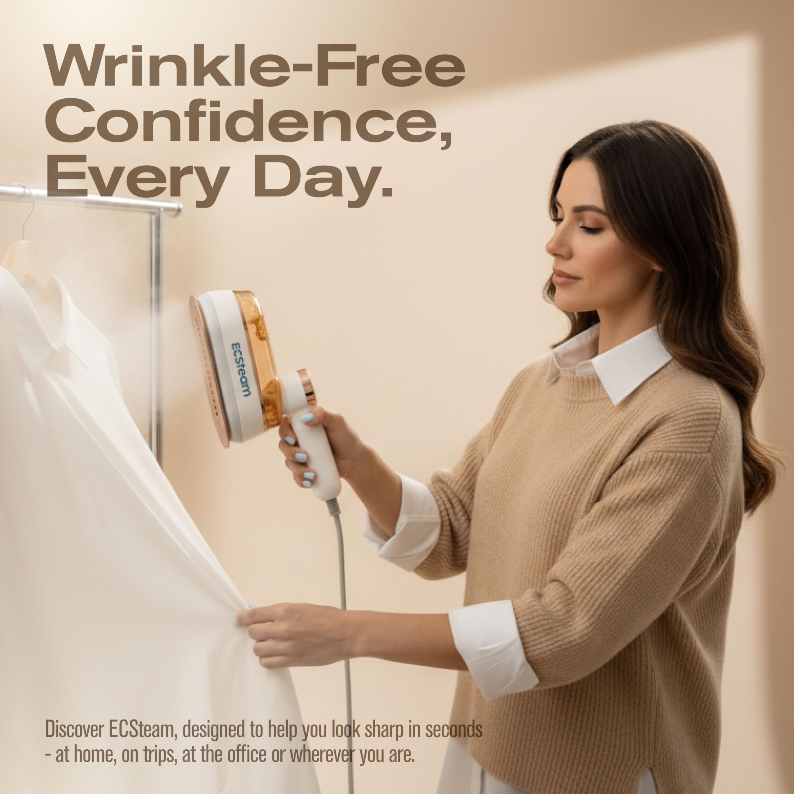 White 2-in-1 Professional Handheld Garment Steamer 1200W Foldable Travel Steam Iron with Ceramic Soleplate