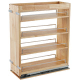 DINDON Solid Wood Pull-Out Spice Rack Cabinet Organizer – Slim Slide-Out Storage Shelf for Kitchen & Pantry (Natural Wood)