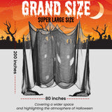 (48 x 240 in.) Halloween Creepy Cloth, DealKits Spooky Giant Cheese Cloth Tapestry for Halloween Party Supplies Decorations Outdoor Yard Home Wall Decor, Black