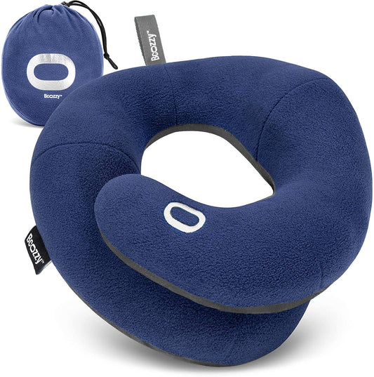 Ergonomic Travel Neck Pillow with Chin Support, Adjustable Airplane Pillow with Carry Case