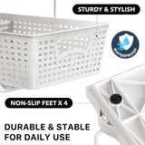 2-Tier Pull-Out Bathroom Organizer Tray – White Under-Sink Sliding Storage with Divider