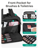 BAGSMART Large Travel Toiletry Bag for Women – Lightweight Wide-Open Puffy Cosmetic & Makeup Organizer with Handle (Black)