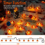 10FT Battery-Powered Pumpkin Halloween String Lights – 20 LED Jack-O’-Lanterns with 8 Modes & Timer (IP65 Waterproof, Indoor/Outdoor)