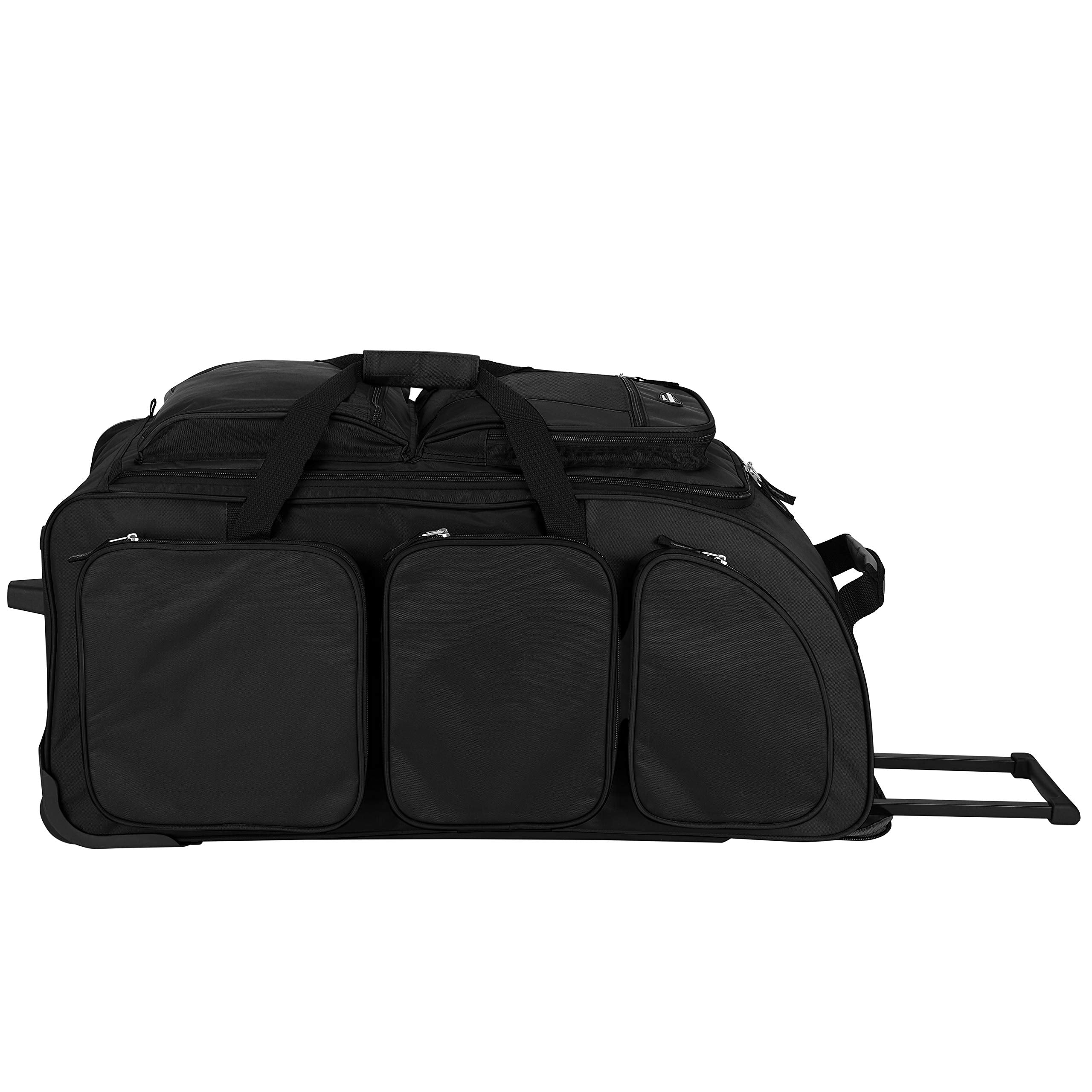 Travelers Club Xpedition 30” Rolling Upright Duffel, Large 77L Multi-Pocket Travel Bag with Wheels (Black)