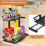 Adjustable L-Shaped Under Sink Organizer – 2-Tier Smooth Sliding Storage System
