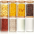 HD Clear Medium Glass Jars with Bamboo Lids – 8-Piece Borosilicate Pantry Storage Set (28 oz)